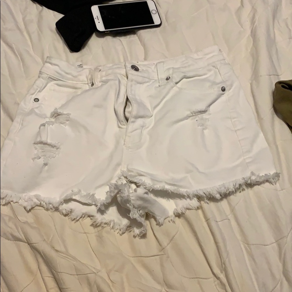 White distressed Jean shorts